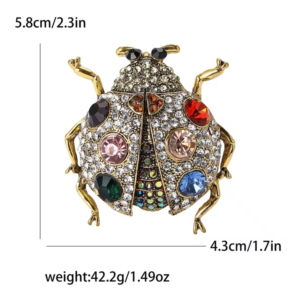 Multicolor Crystal Ladybug Brooch - Picture 2 of 2